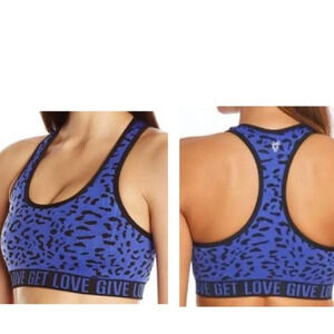 Betsey Johnson Blue and Black Animal Print Sports Bra - Size XS